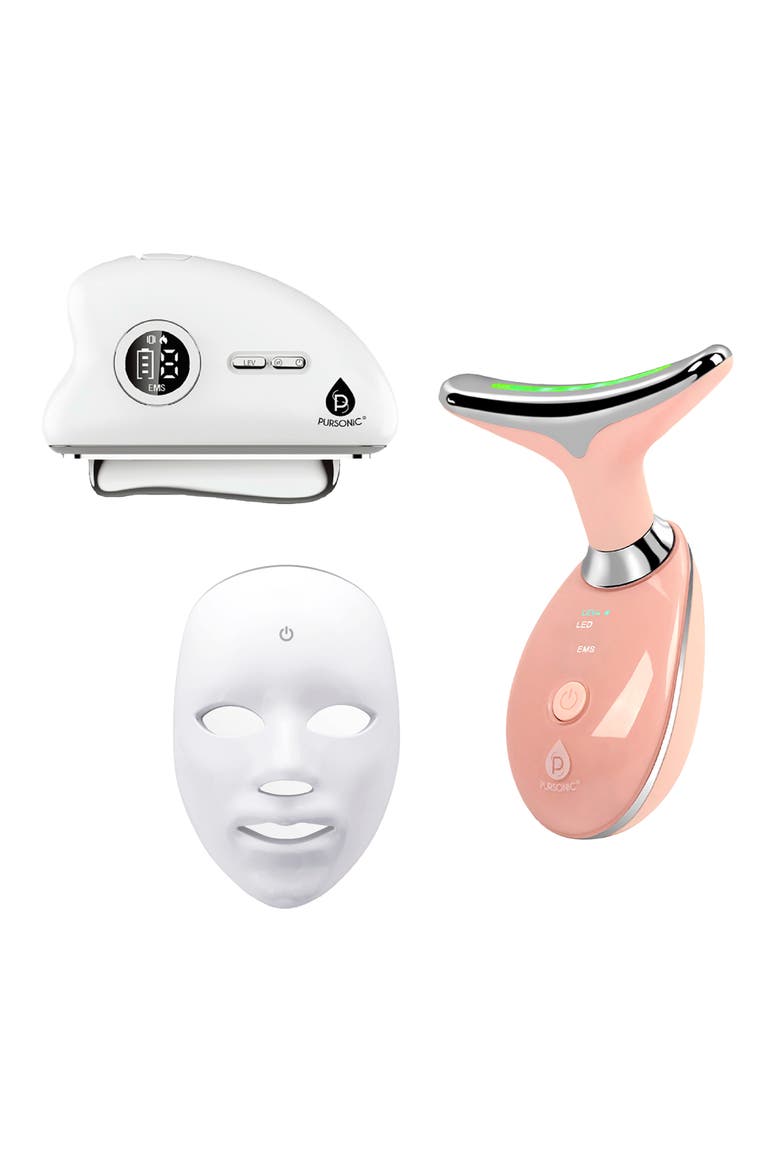 Ultimate 7-in-1 LED Light Therapy Skincare Bundle, Main, color, White