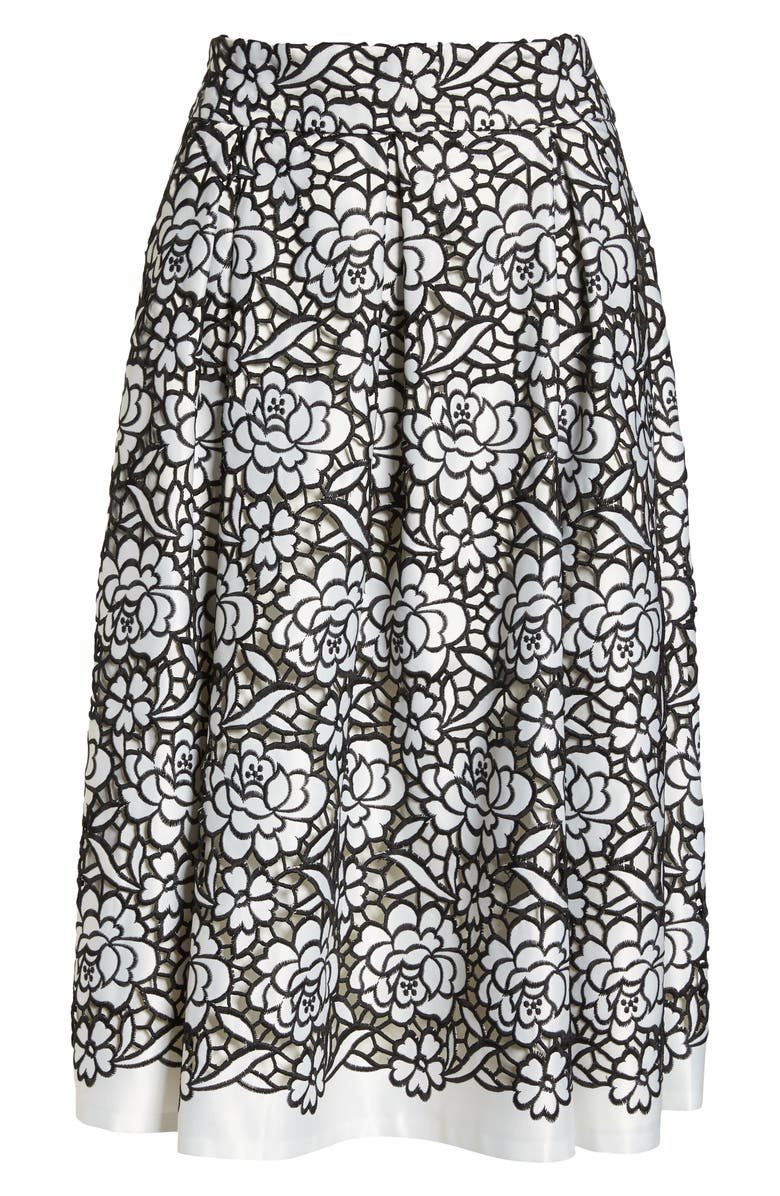 Eliza J Pleated Floral Cutout Appliqué Skirt, Alternate, color, 