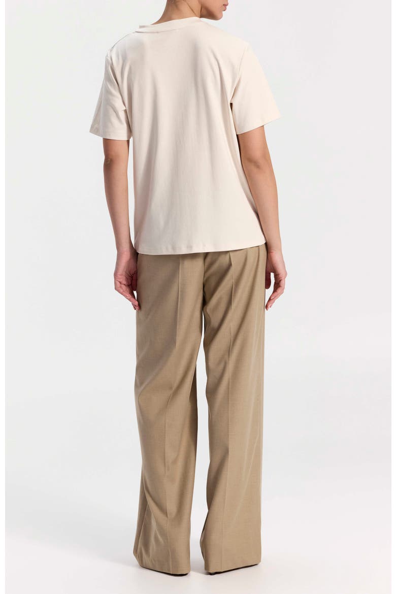 T-Shirt with Twist Shoulder Detail, Alternate, color, Cream