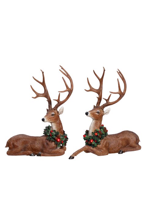 Reindeer with Wreath, Set of 2