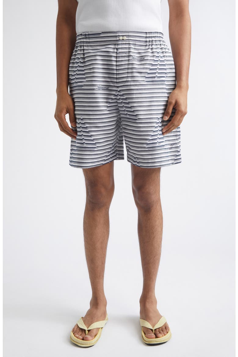 The Caleçon Cotton Jacquard Shorts, Main, color, JACQUARD BOAT NAVY / WHITE