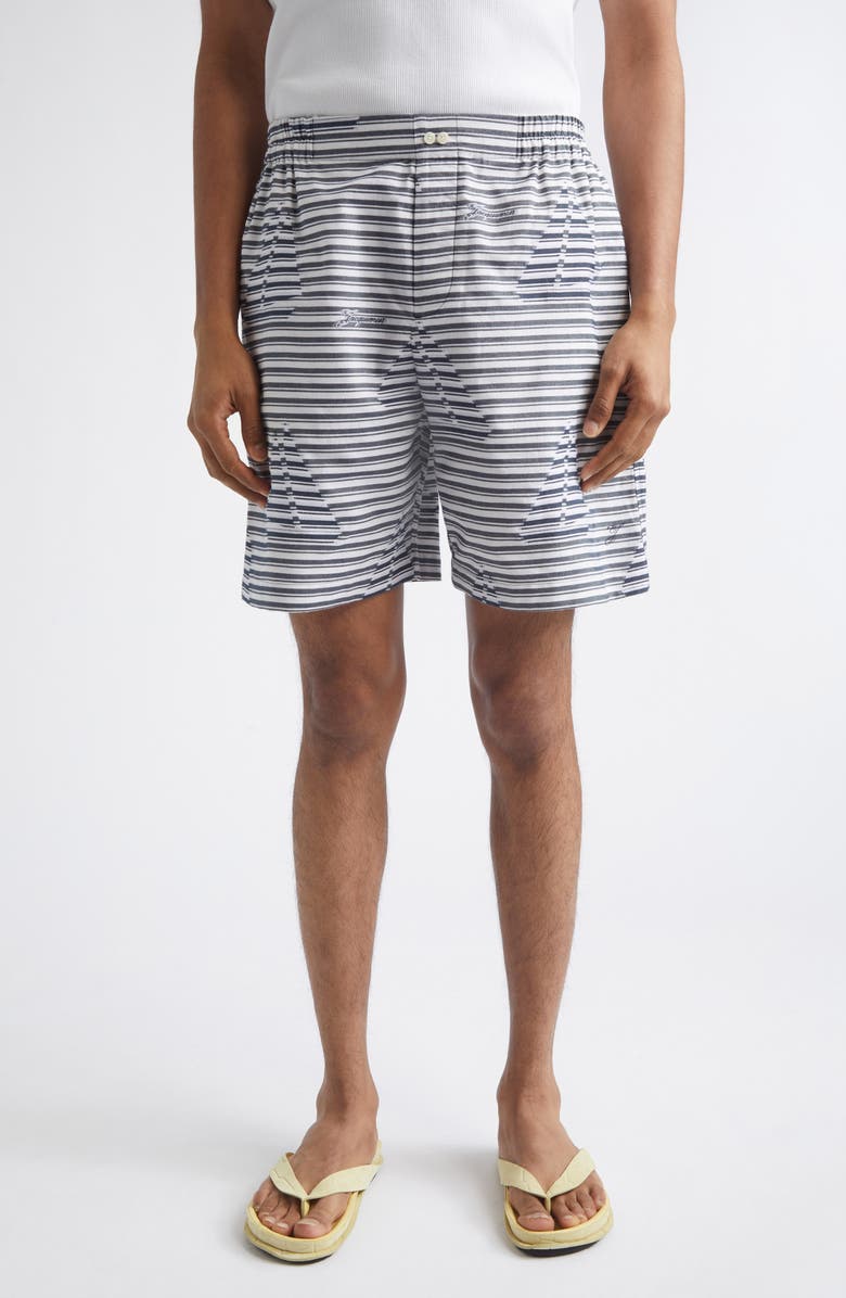 Jacquemus The Caleçon Cotton Jacquard Shorts, Main, color, Jacquard Boat Navy / White