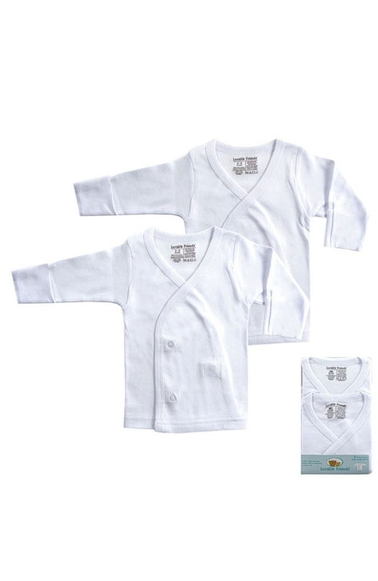 Luvable Friends L/S Side Snap Shirt, Main, color, White Long-Sleeve