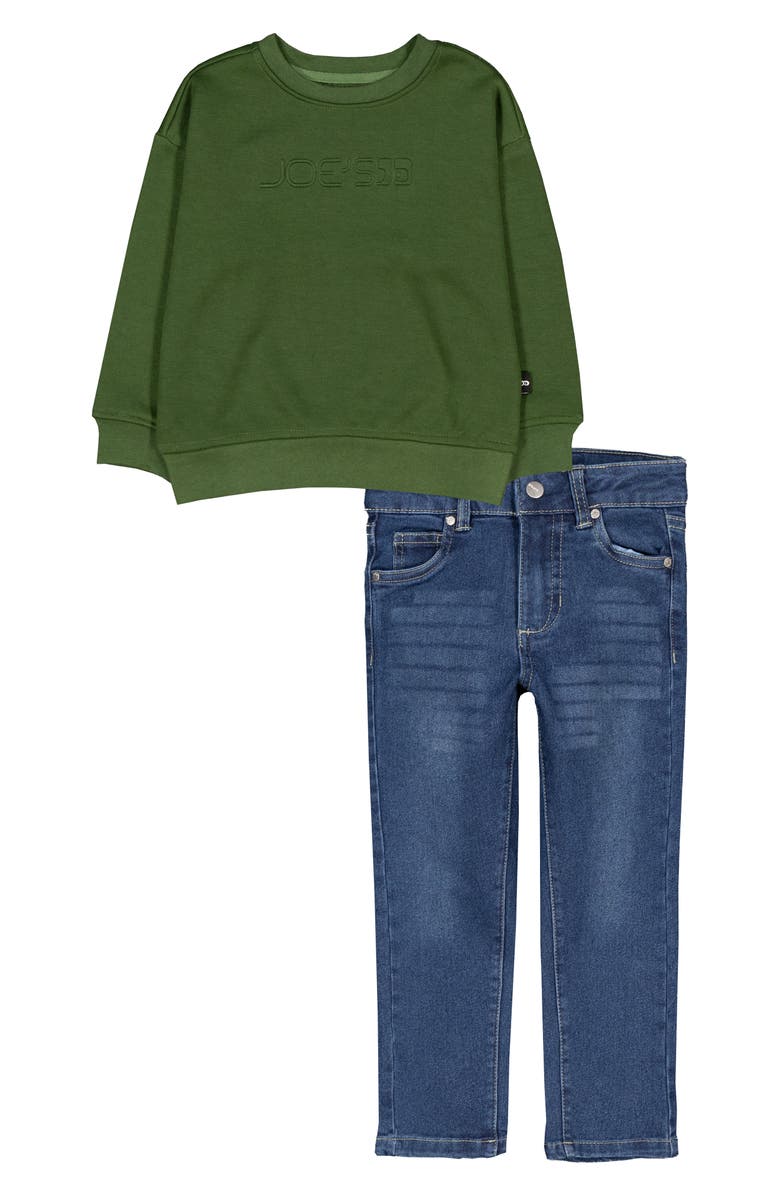 Joe's Fleece Sweatshirt & Jeans Set, Main, color, Uniform Green