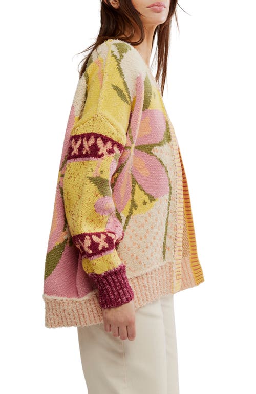 Free People Bali Tropical Garden Cotton Blend Cardigan In Neutral