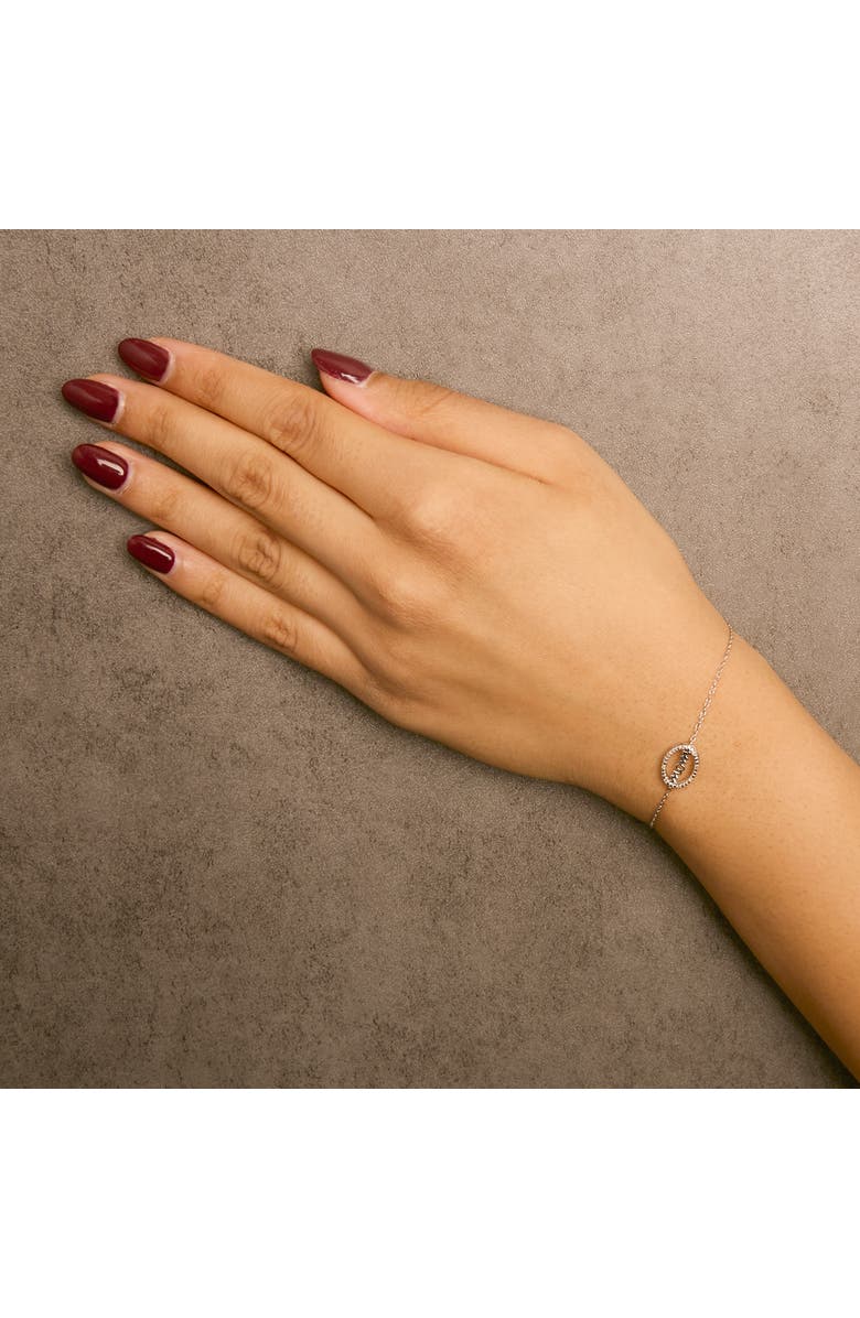 Haus of Brilliance Silver Diamond Accent MOM Charm Bracelet, Alternate, color, White