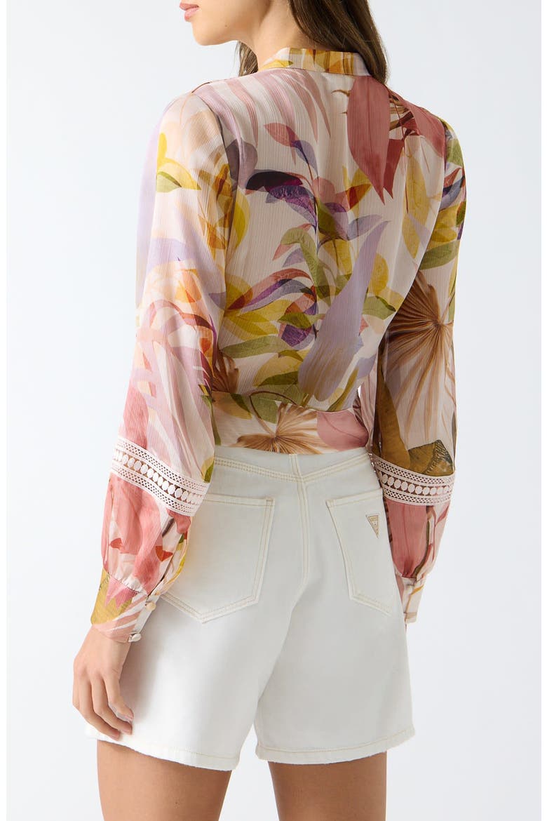 Zahara Print Tie Front Shirt, Alternate, color, PALM PRINT