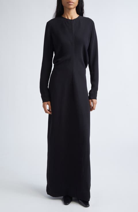 Slouch Waist Long Sleeve Cady Dress