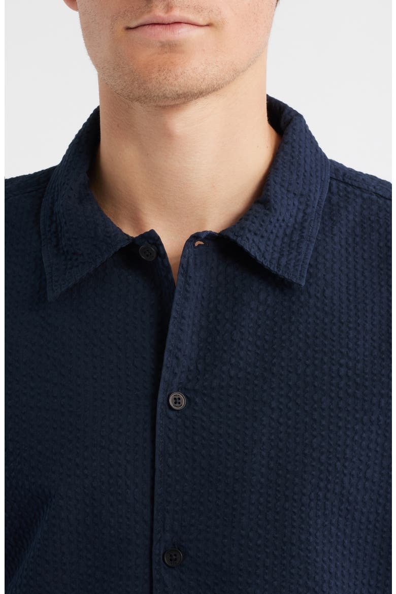 Keats Short Sleeve Cotton Seersucker Button-Up Shirt, Alternate, color, NAVY