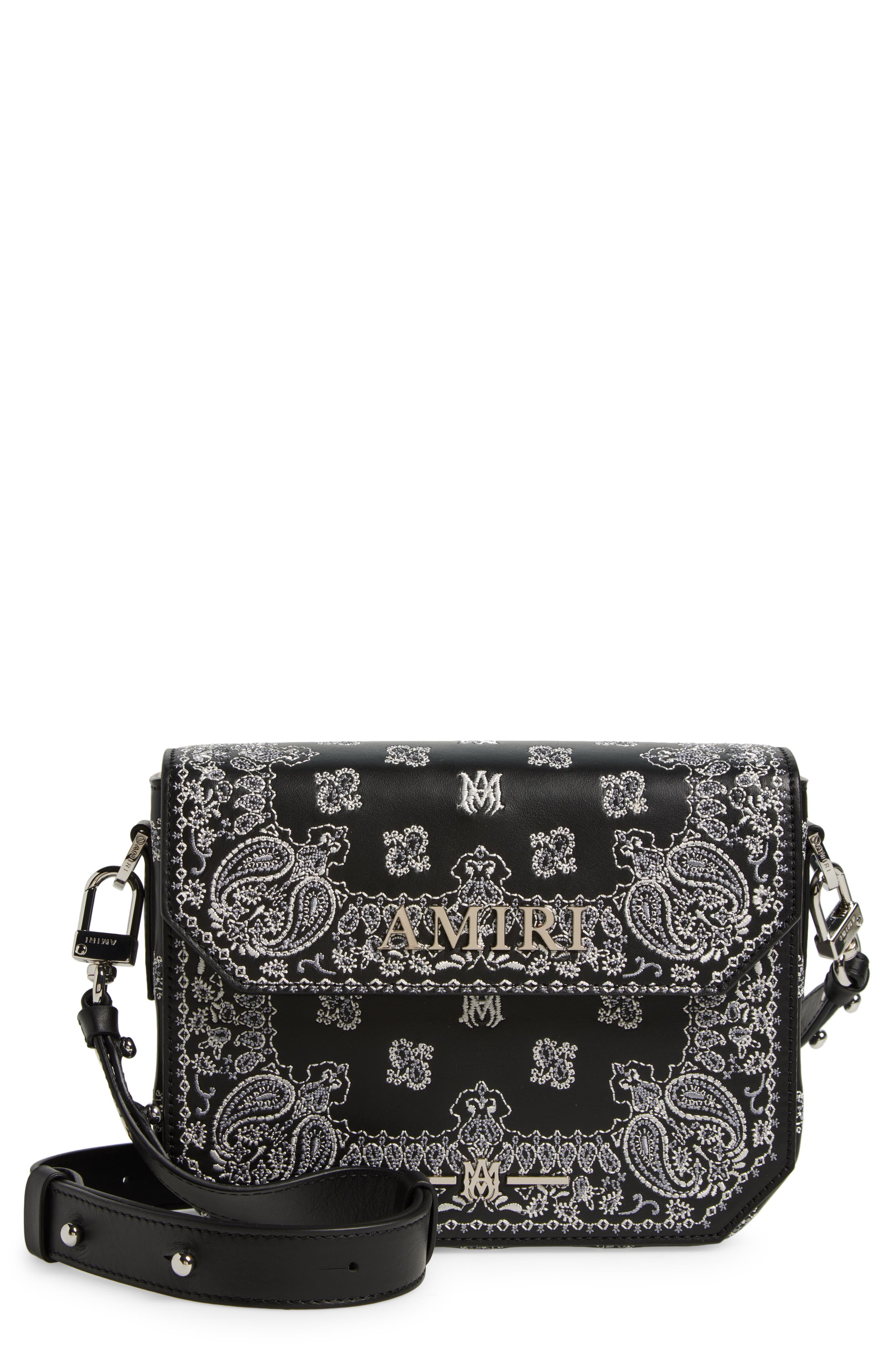 AMIRI Monogram Paisley Leather Crossbody Bag, Main, color, 