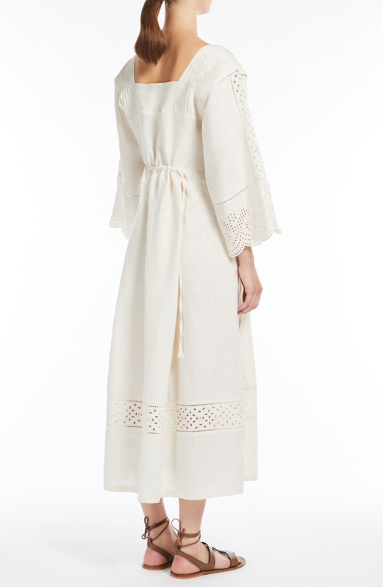 Weekend Max Mara Luglio Eyelet Long Sleeve Maxi Dress, Alternate, color, Ecru