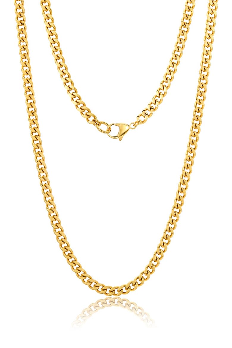 Men's Water Resistant Cuban Link Chain Necklace, Alternate, color, YELLOW