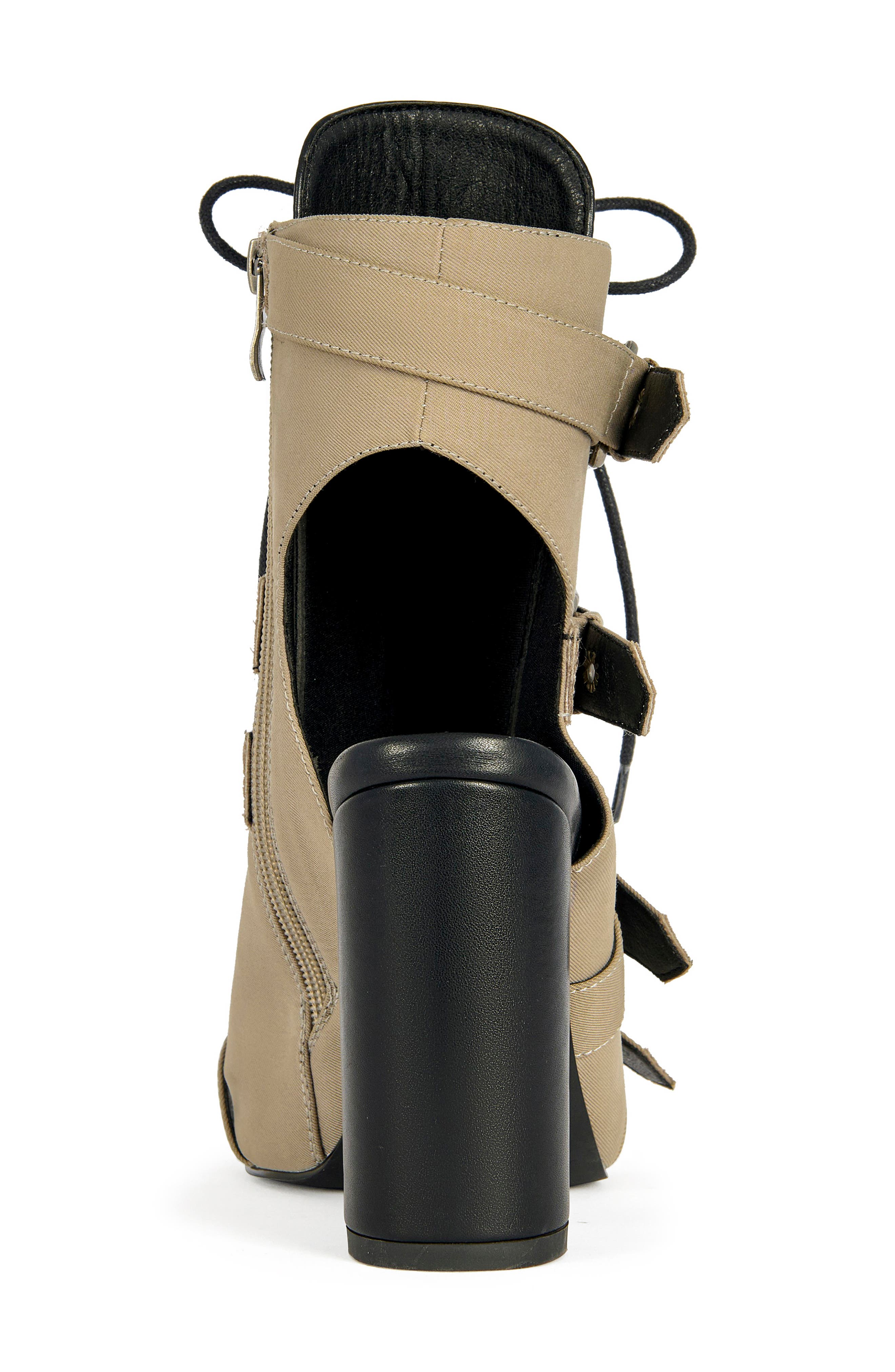 AZALEA WANG Loom Open-Toe Bootie, Alternate, color, Taupe