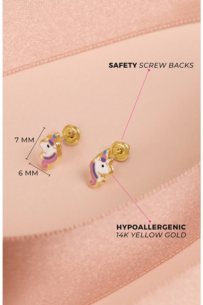 14k Pastel Unicorn Earrings, Alternate, color, Pink