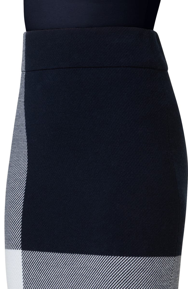 Akris punto Extralarge Gingham Stretch Wool Midi Skirt, Alternate, color, 