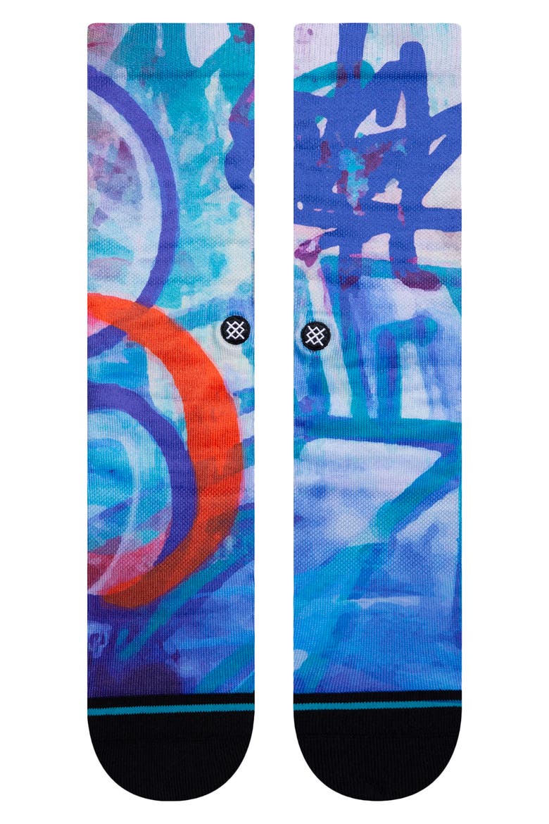Stash Wall Crew Socks, Main, color, BLUE