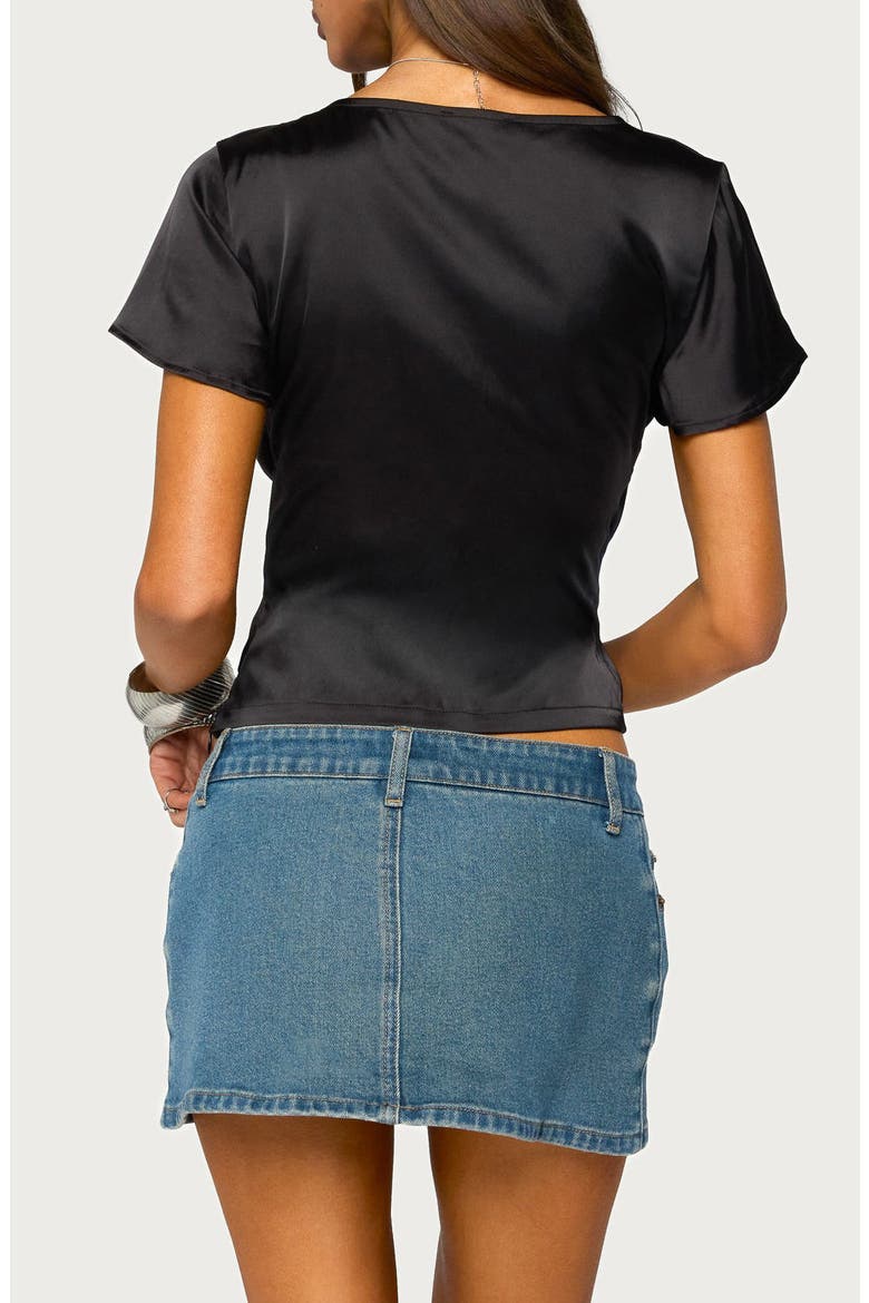 Aurora Ruffle Satin Top, Alternate, color, BLACK