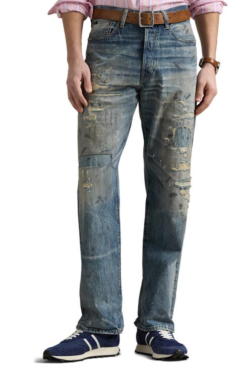 Distressed Low Straight Jeans (Down Deck)
