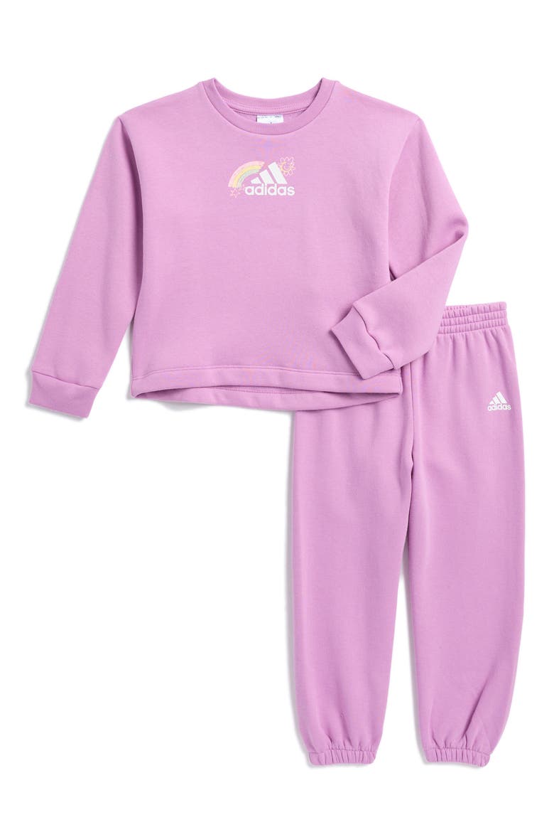Kids' Fleece Crewneck & Jogger Set, Main, color, LT PURPLE