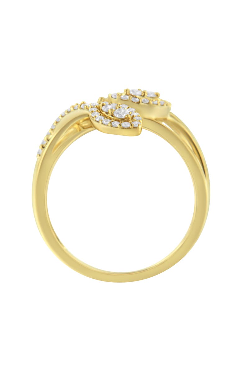 Haus of Brilliance 10K Yellow Gold 1/2 Cttw Diamond Layered Crossover Triple Leaf Bypass Ring, Alternate, color, Yellow Gold