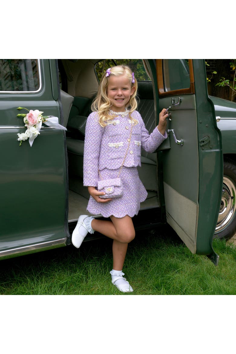 Tweed Scalloped Skirt Set, Alternate, color, Purple