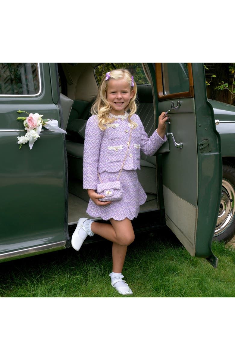 Rachel Riley Tweed Scalloped Skirt Set, Alternate, color, Purple