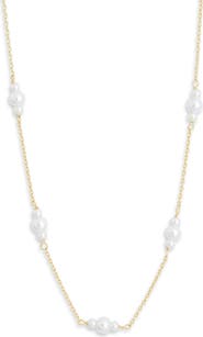 NORDSTROM RACK Demi Fine Faux Pearl Station Chain Necklace