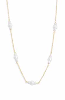 Demi Fine Faux Pearl Station Chain Necklace