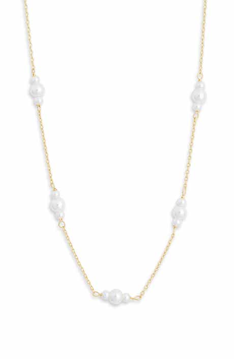 NORDSTROM RACK Demi Fine Faux Pearl Station Chain Necklace