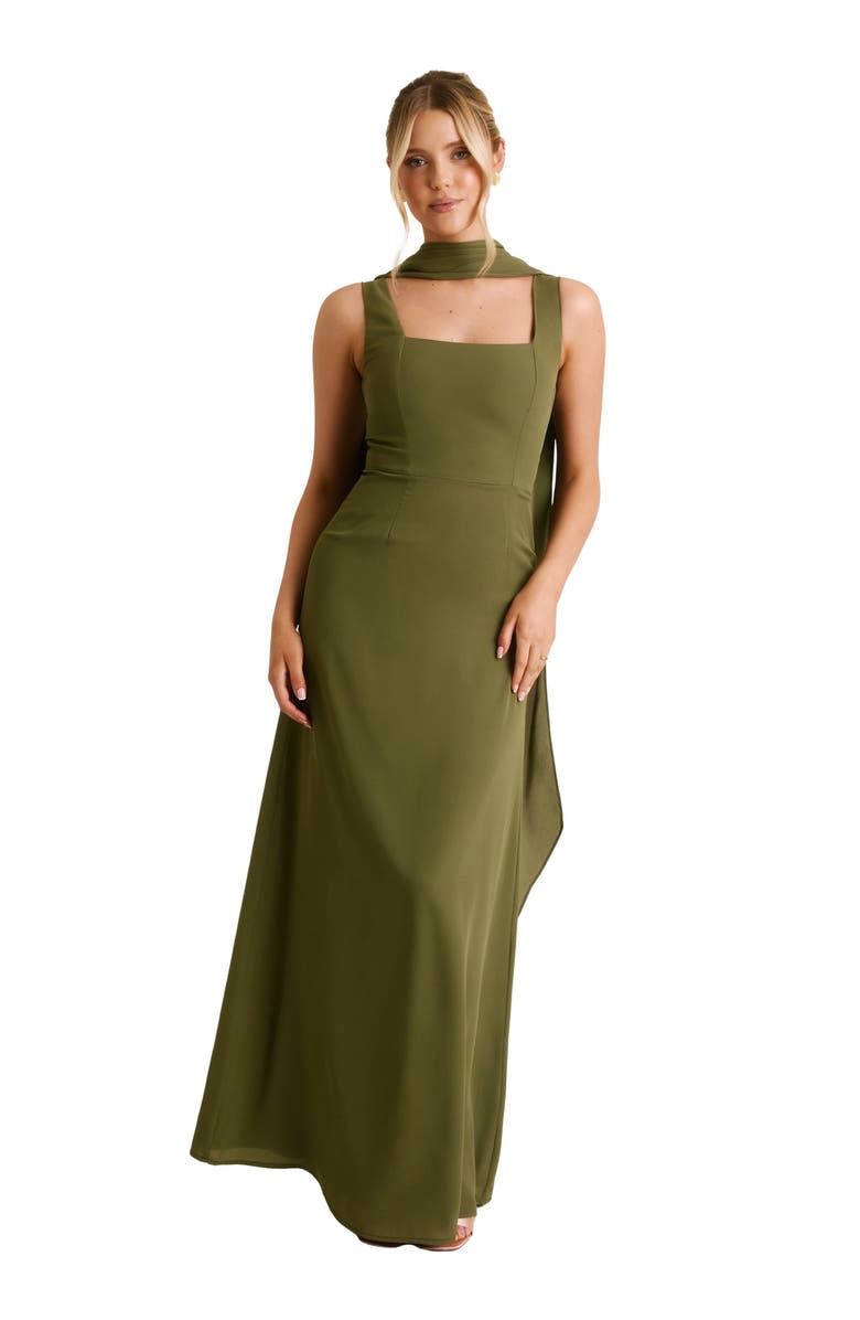 Six Stories Square Neck Chiffon Bridesmaid Dress, Main, color,
