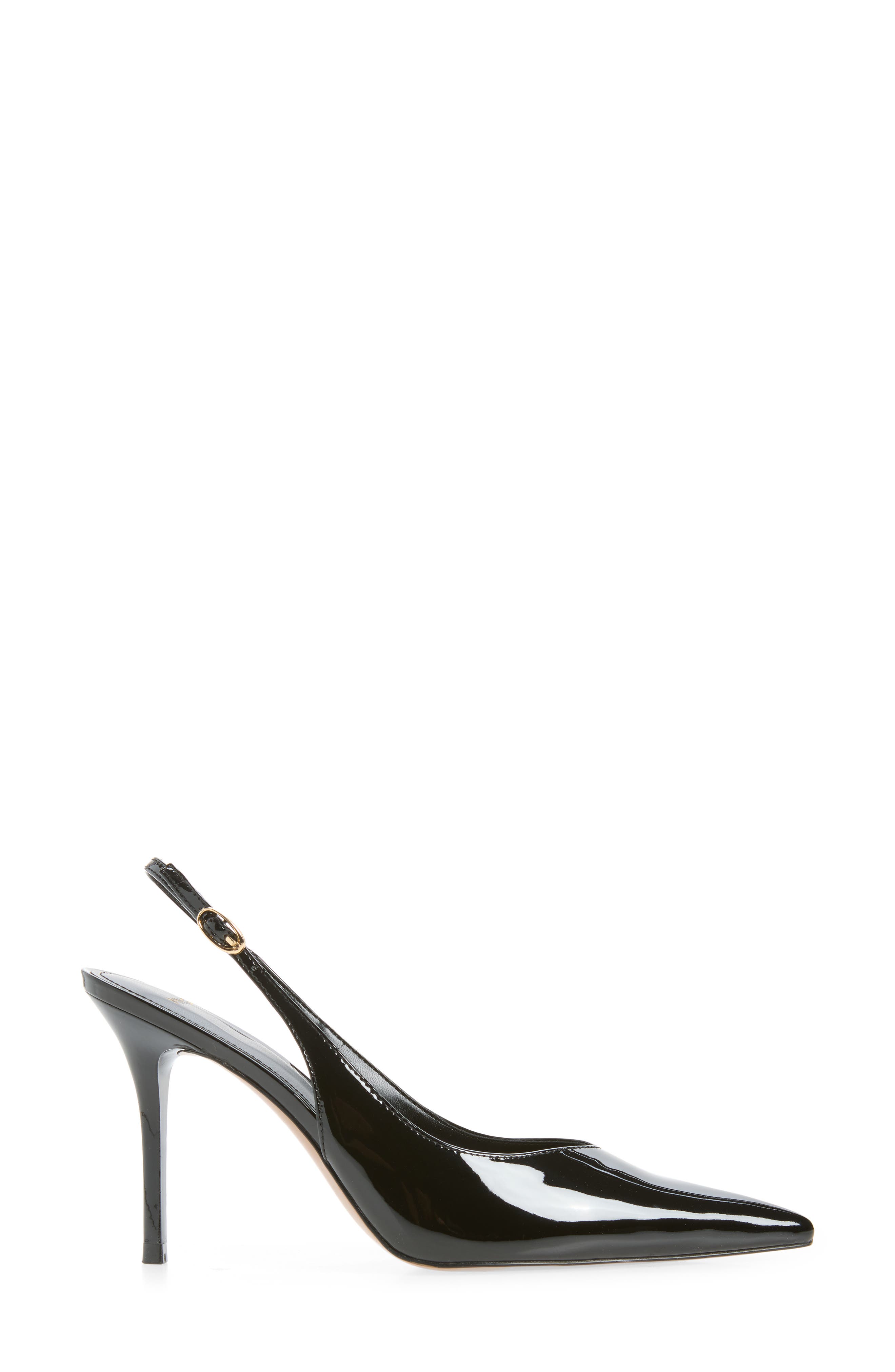 Faux Leather Slingback Pump, Alternate, color, BLACK