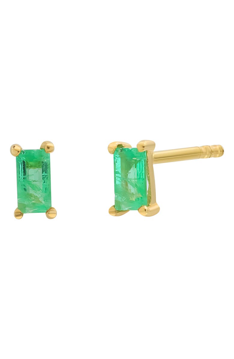 Bony Levy Baguette Cut Stud Earrings, Main, color, 18K Yellow Gold Emerald