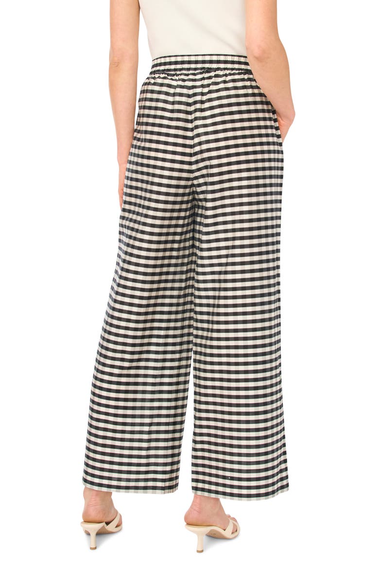 Delia Check Print Wide Leg Pants, Alternate, color, RICH BLACK