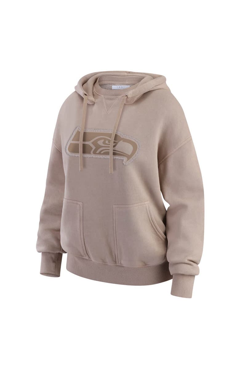 WEAR by Erin Andrews Women's WEAR by Erin Andrews Tan Seattle Seahawks Washed Pullover Crewdie, Alternate, color, Tan