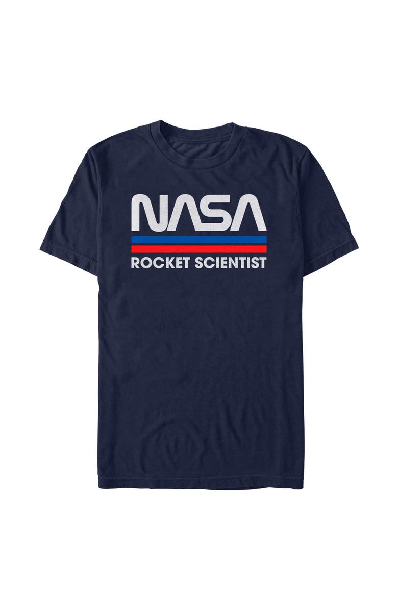 NASA Men's NASA Rocket Scientist Vintage Striped Logo Graphic T-Shirt, Main, color, Navy Blue