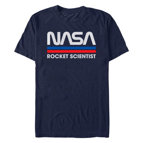 Men's NASA Rocket Scientist Vintage Striped Logo  Graphic T-Shirt