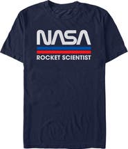 NASA Men's Rocket Scientist Vintage Striped Logo Short Sleeve Graphic T-Shirt