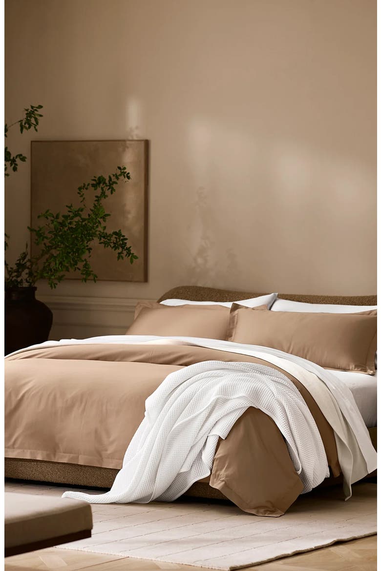 Signature Hemmed Duvet Set, Alternate, color, CAMEL