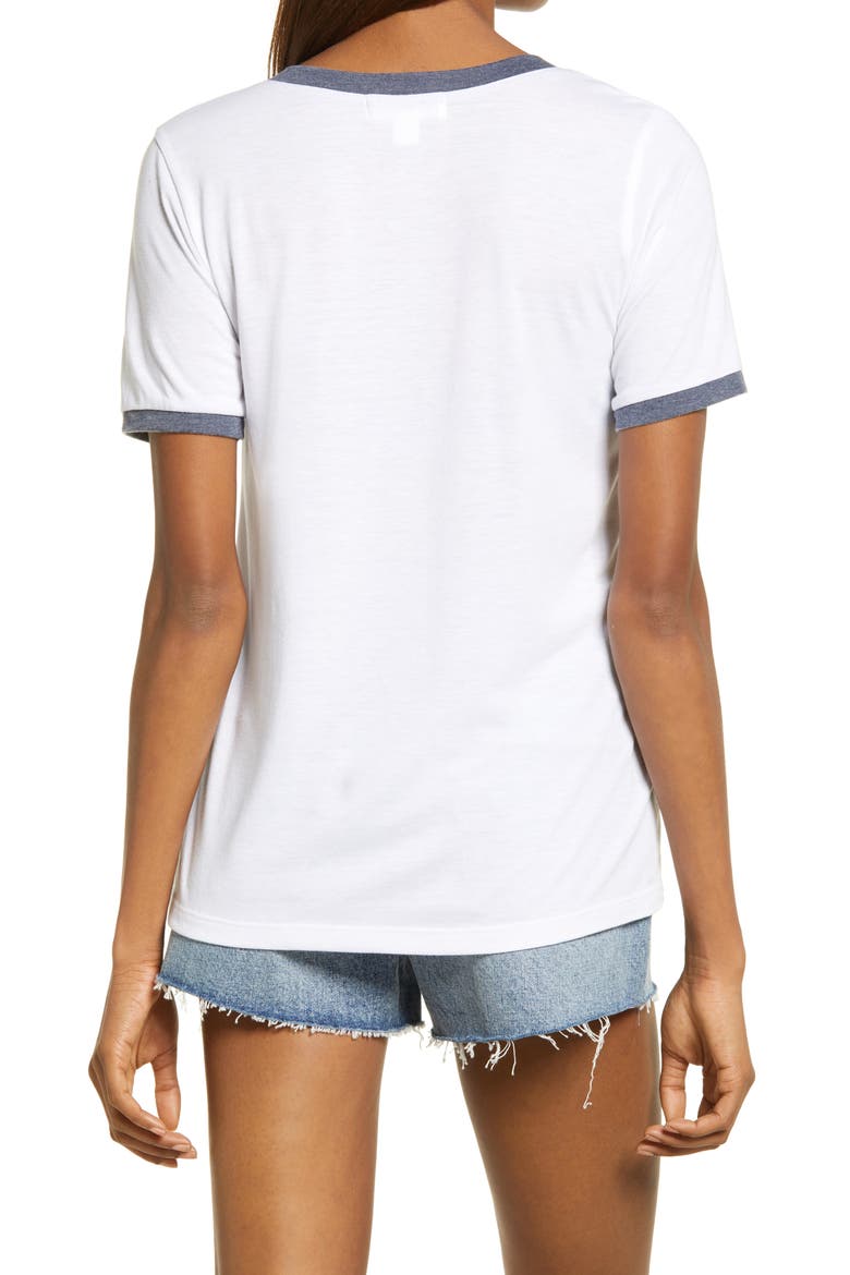 Ringer V-Neck T-Shirt, Alternate, color, WHITE- NAVY COMBO