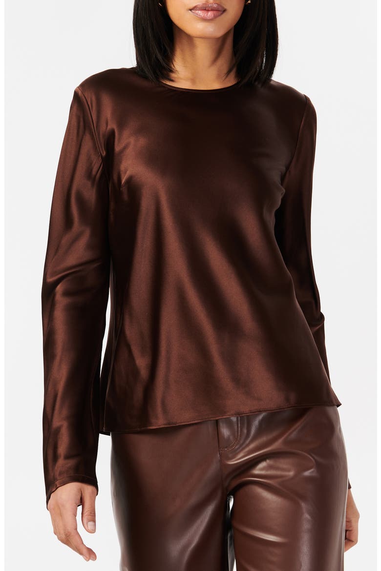 Shireen Stretch Silk Charmeuse Top, Main, color, JAVA
