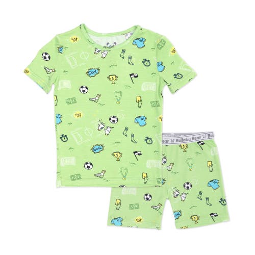 Bellabu Bear Soccer Kids 2-piece Short Sleeve & Shorts Pajama Set In Soccer