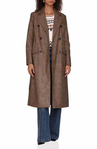 Avec Les Filles Double Breasted Faux Leather Coat