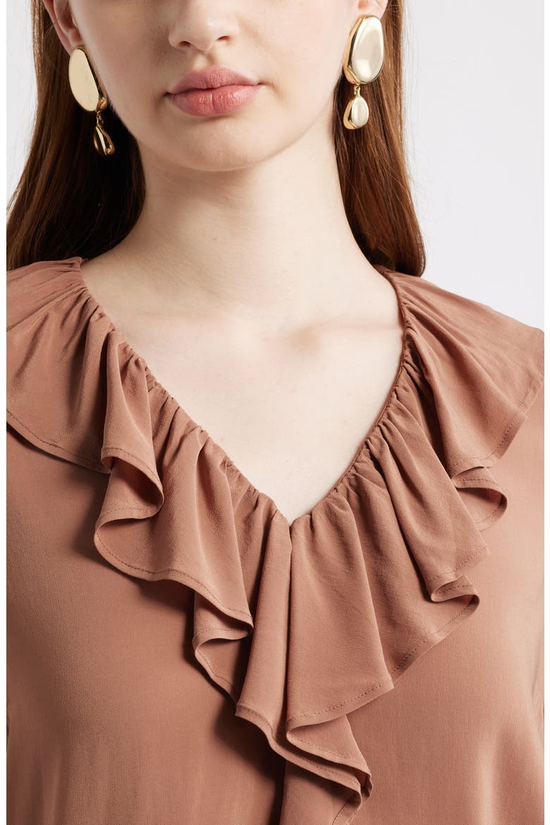 Ruffle Front Top, Alternate, color, BROWN NUT