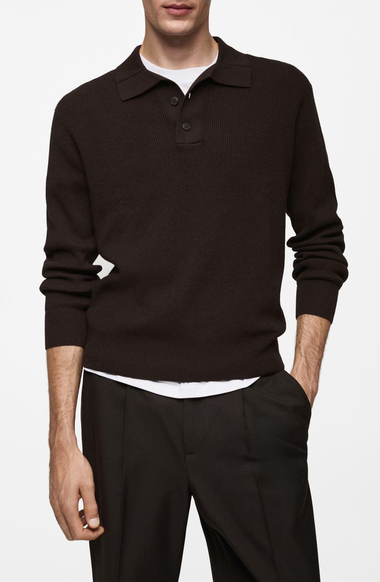 MANGO Regular Fit Long Sleeve Sweater Polo, Main, color, 