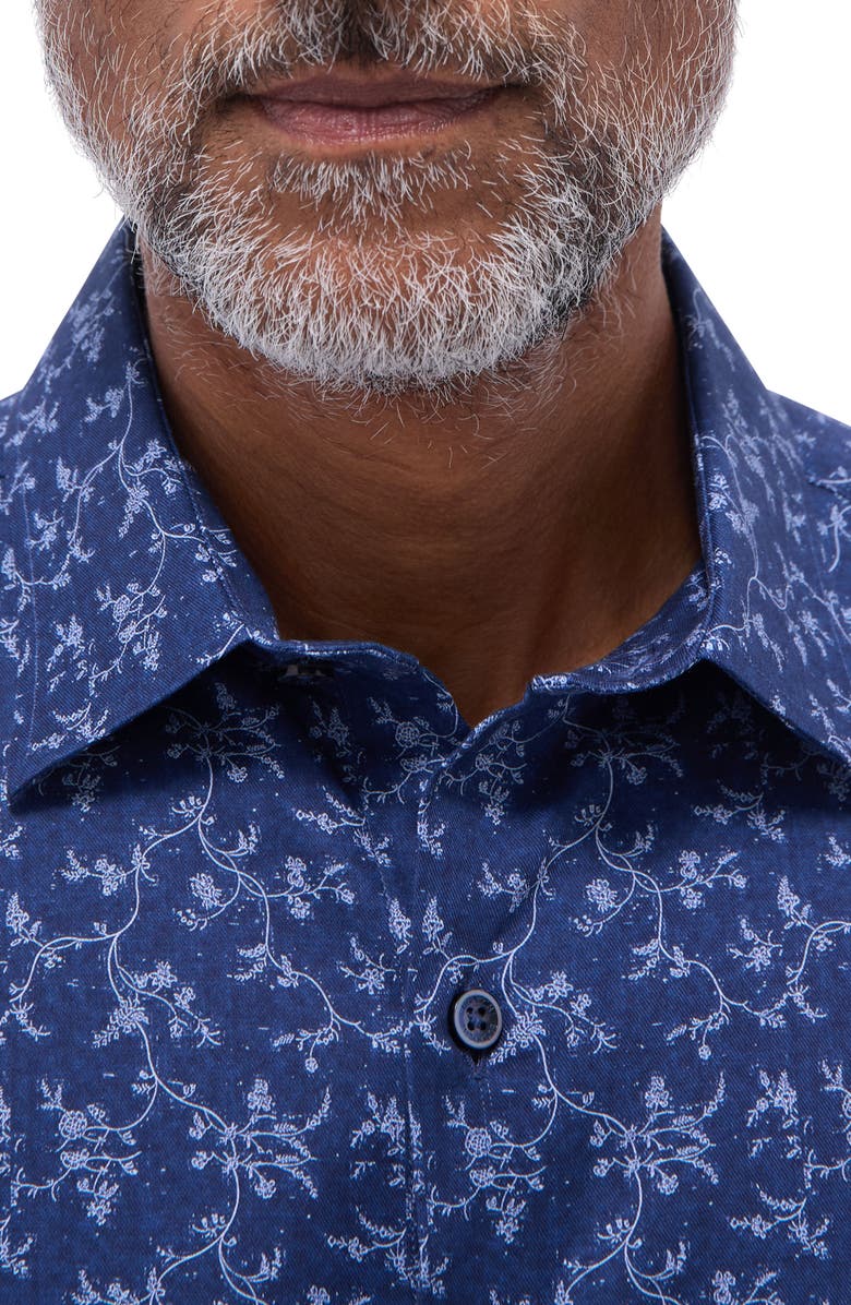 Bugatchi Julian Shaped Fit Button-Up Shirt, Alternate, color, Navy