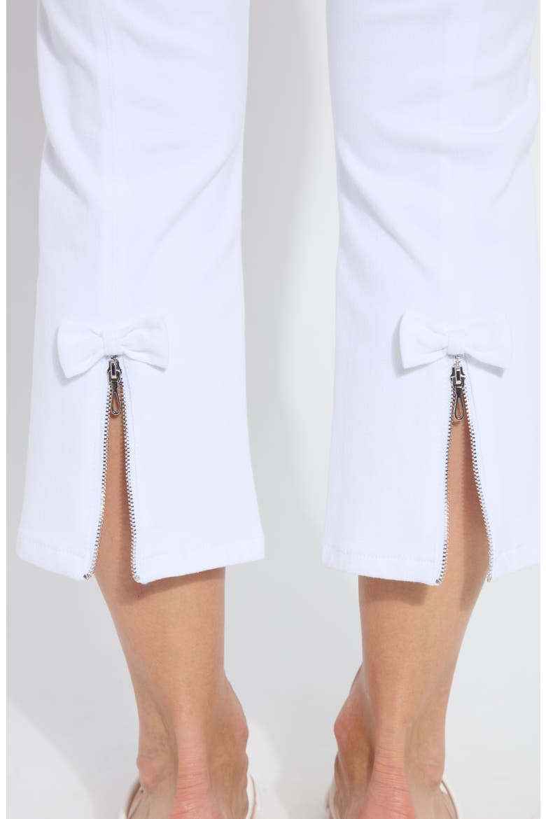 The Lizzette Bow Zip Hem Crop Flare Pants, Alternate, color, WHITE
