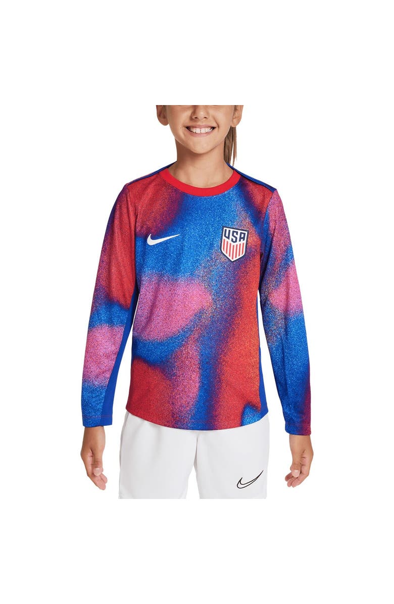 Nike Youth Nike  Red/Blue USMNT 2024 Academy Pro Pre-Match Long Sleeve Top, Main, color, 