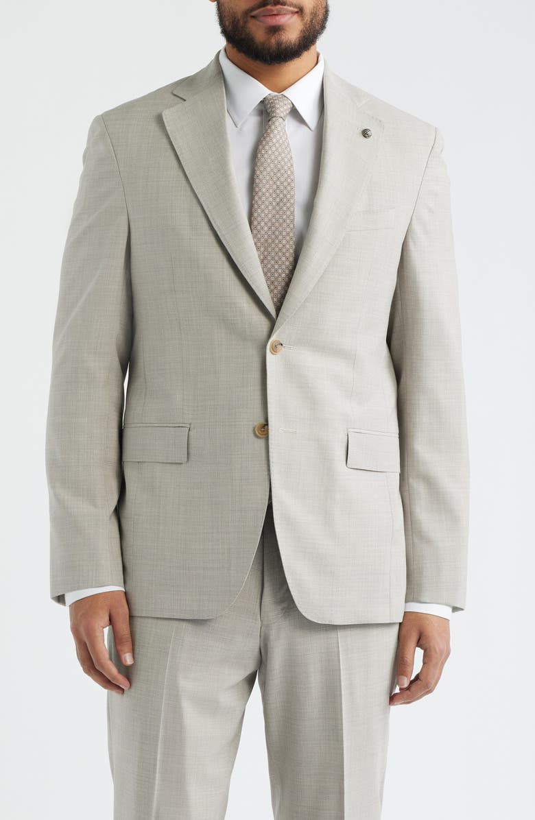 Jack Victor Mason Regular Fit Tan Glen Check Wool & Silk Mélange Suit, Alternate, color, Sand
