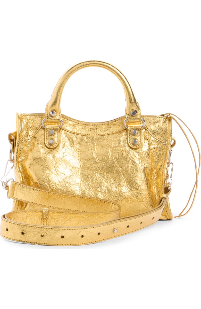 Balenciaga Mini Le City Metallic Lambskin Leather Handbag, Alternate, color, 8027 Gold