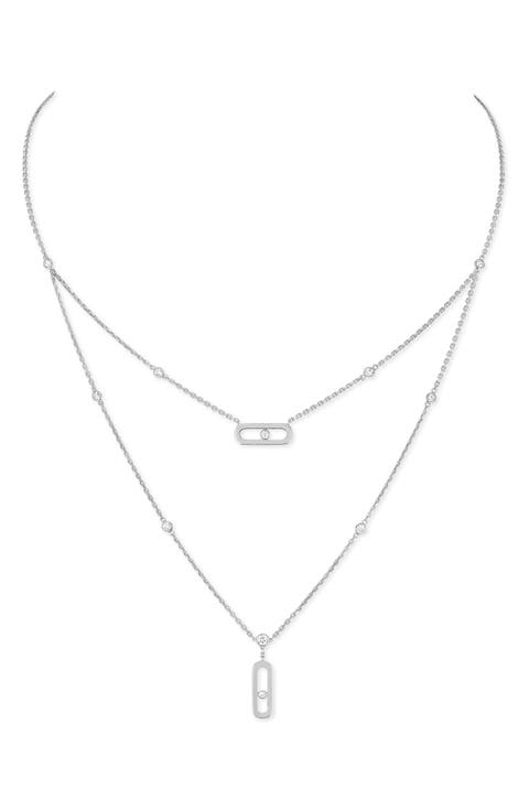 Move Uno Diamond Pendant Double Layer Necklace